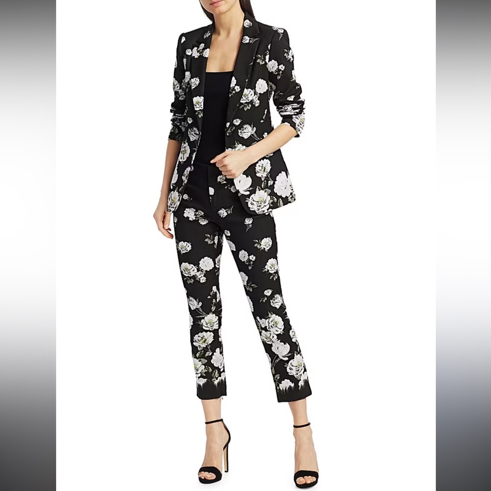 Alice + Olivia Black Floral Macey Blazer and Pant Set 8